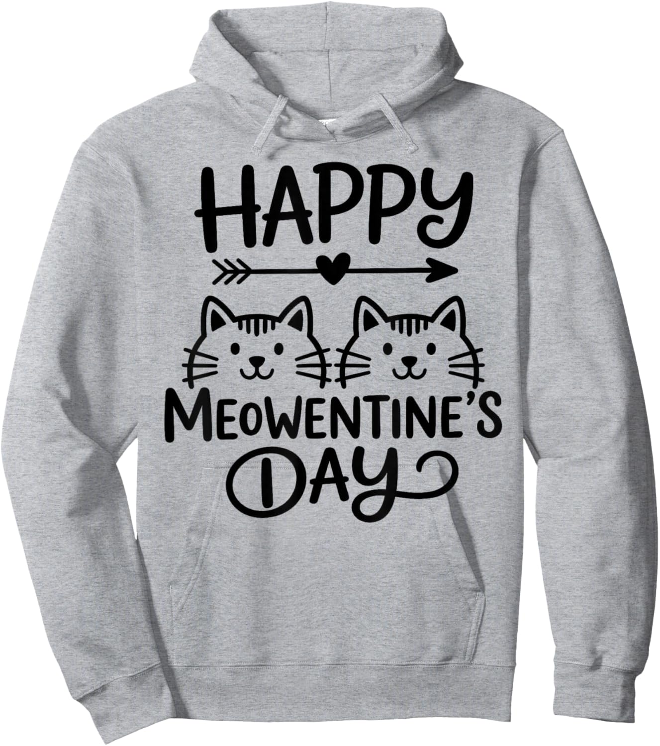 Happy Meowentine's Day Valentine Hoodie - Hoodie | Ash