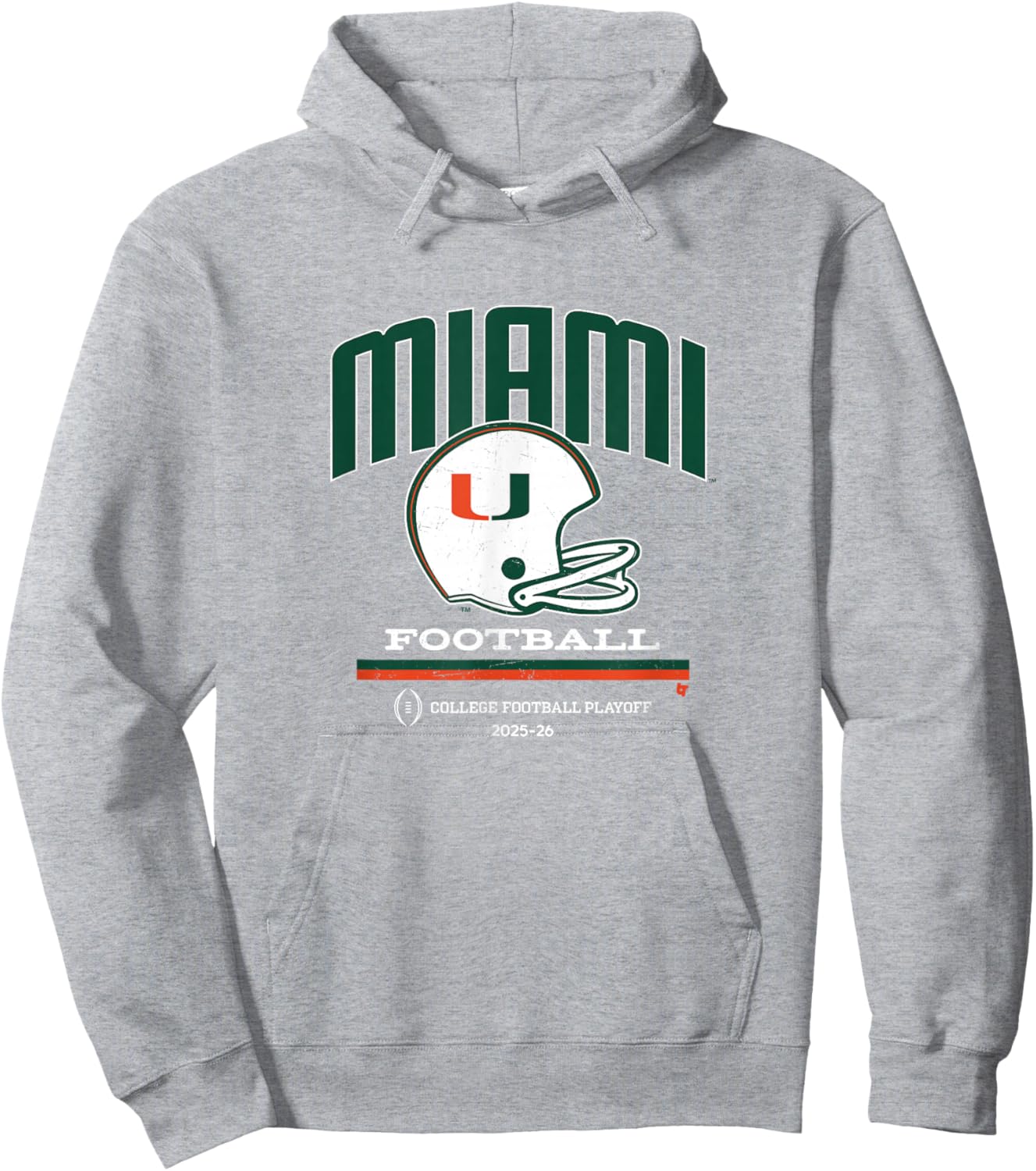 Miami Hurricanes 2025 College Football Playoff Retro Helmet Hoodie - Hoodie | Ash