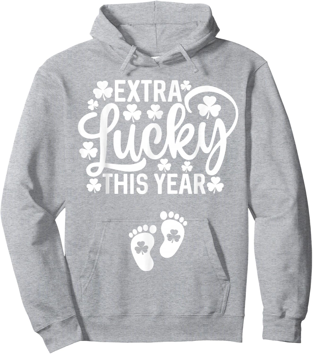Extra Lucky This Year St Patricks Day Pregnancy Announcement Hoodie - Hoodie | Ash