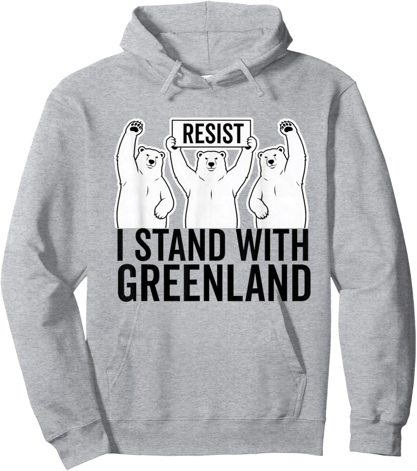 I Stand with Greenland Protest Polar Bear Greenland Denmark Hoodie - Hoodie | Ash
