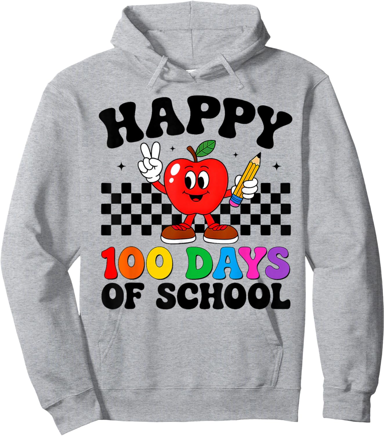 Happy 100 Days of School Retro Groovy 100th Day Teacher Kids Hoodie - Hoodie | Ash