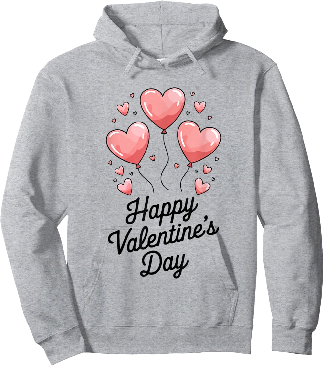 Valentine's Day Heart Shaped Balloons Whimsical Cute Hoodie - Hoodie | Ash