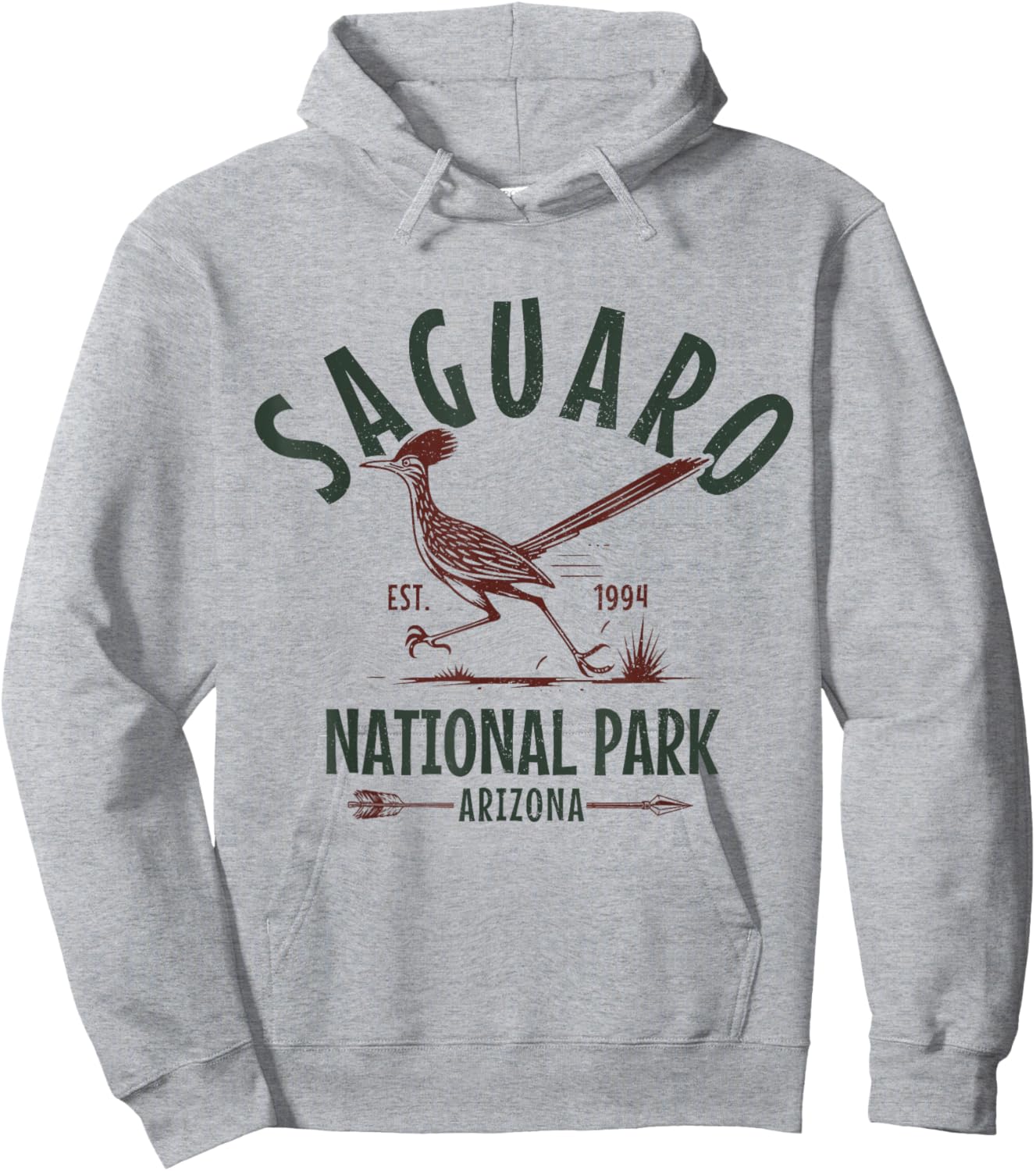 Saguaro Tucson Arizona National Park Roadrunner Souvenir Hoodie - Hoodie | Ash
