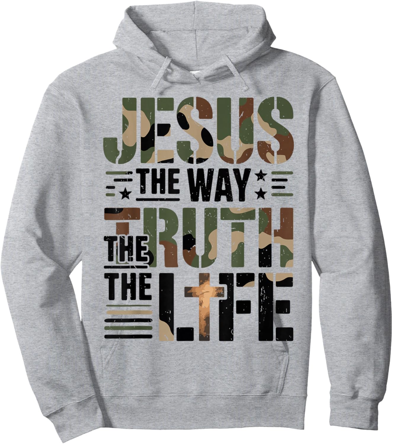 Christian Camouflage Jesus Way Truth Life Camo Bible Verse Hoodie - Hoodie | Ash