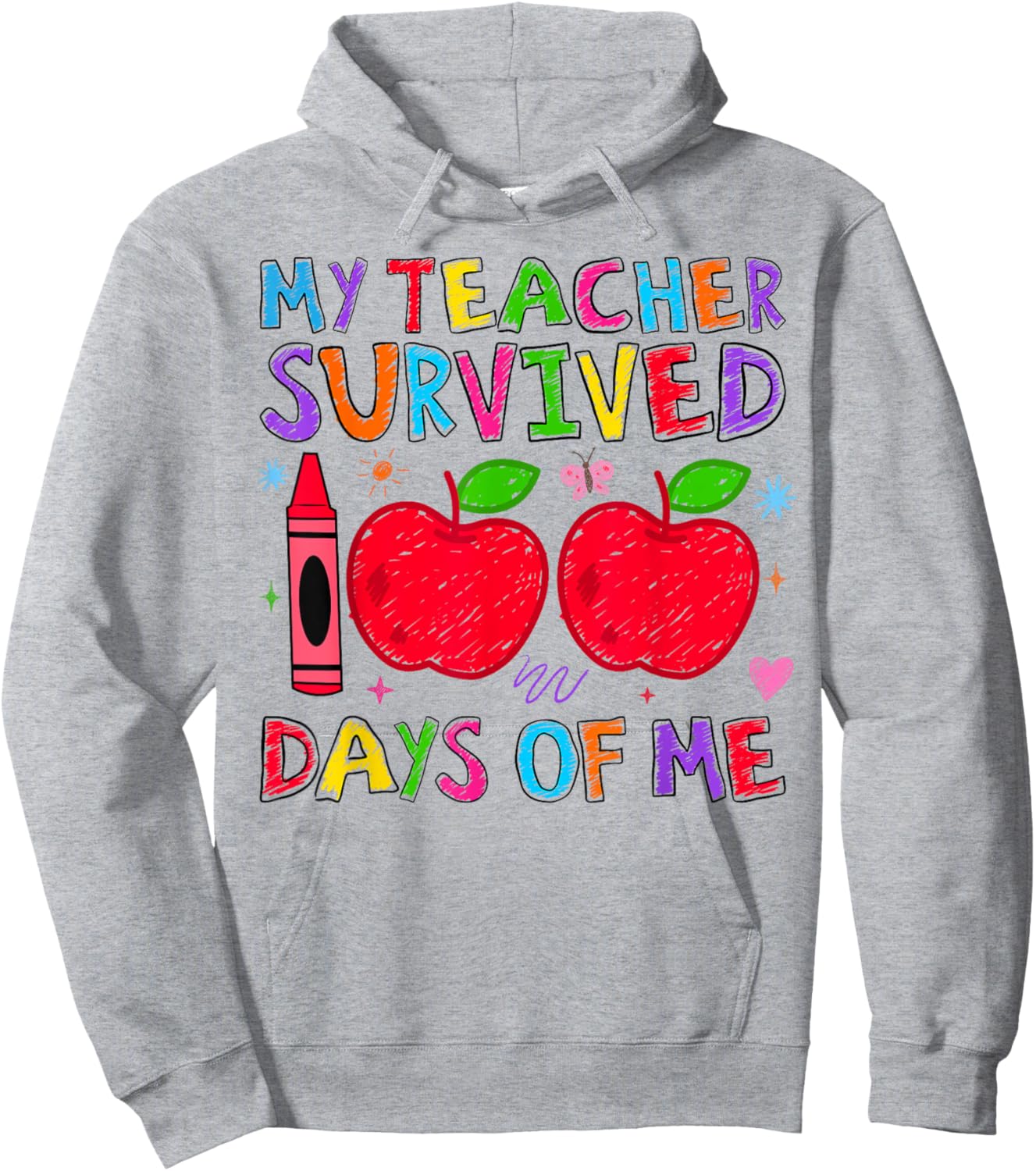 My Teacher Survived 100 Days of Me Retro Funny Students Kids Hoodie - Hoodie | Ash