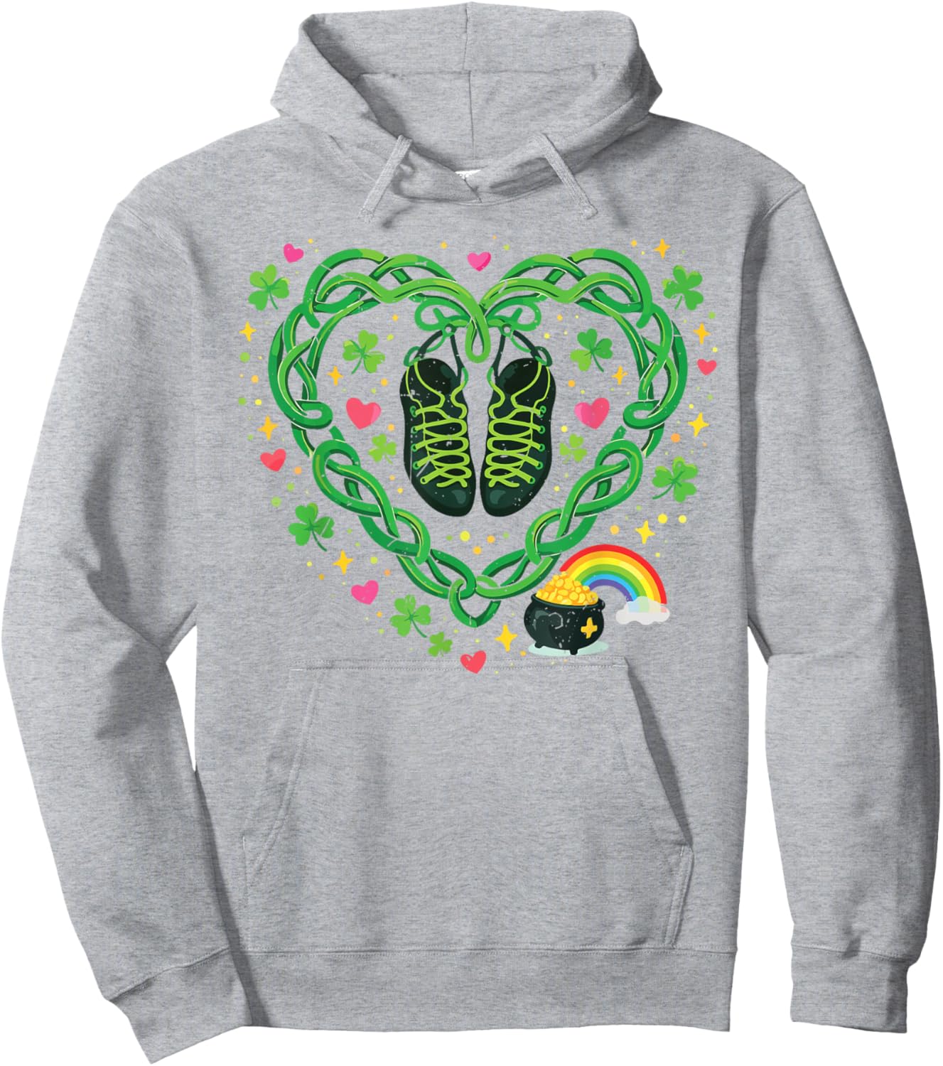 Toddler Girl St Patricks Day Irish Dance Celtic Knot Heart Hoodie - Hoodie | Ash