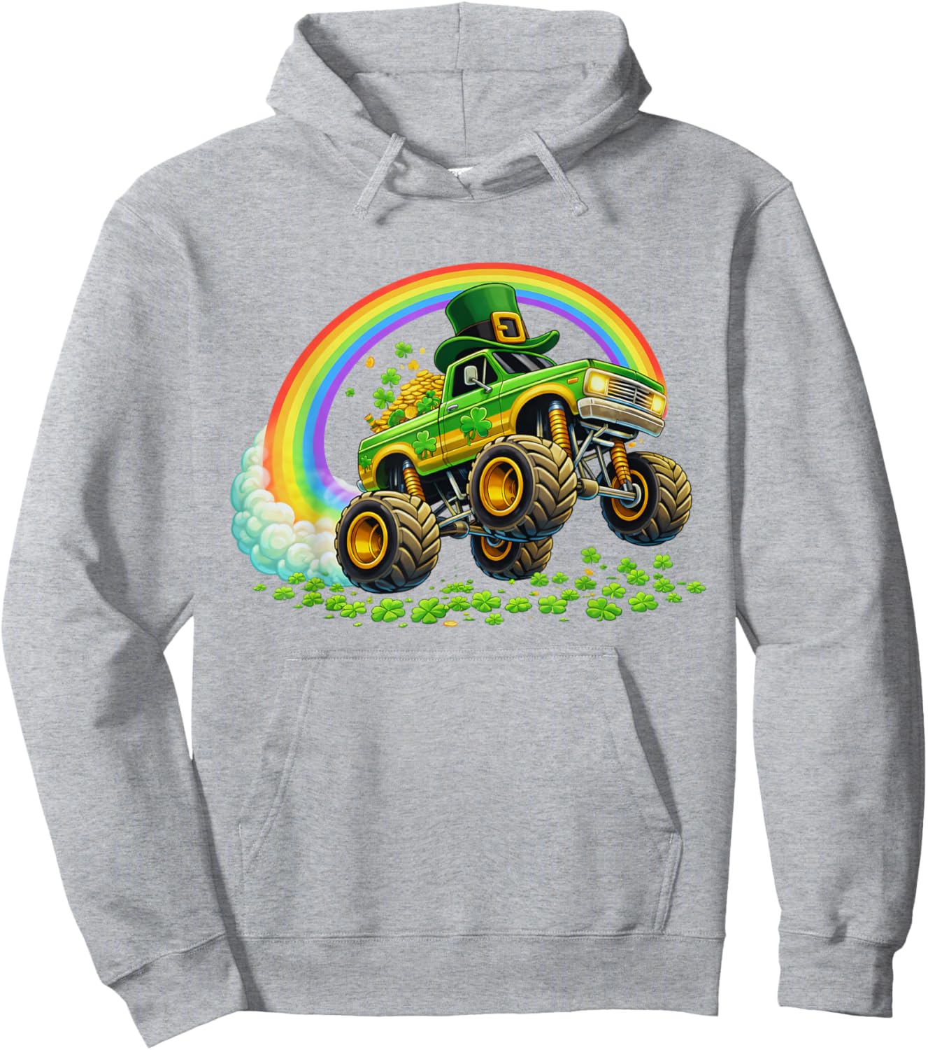 St Patricks Day Truck for Boys Teens Youth Kids Toddler Hoodie - Hoodie | Ash