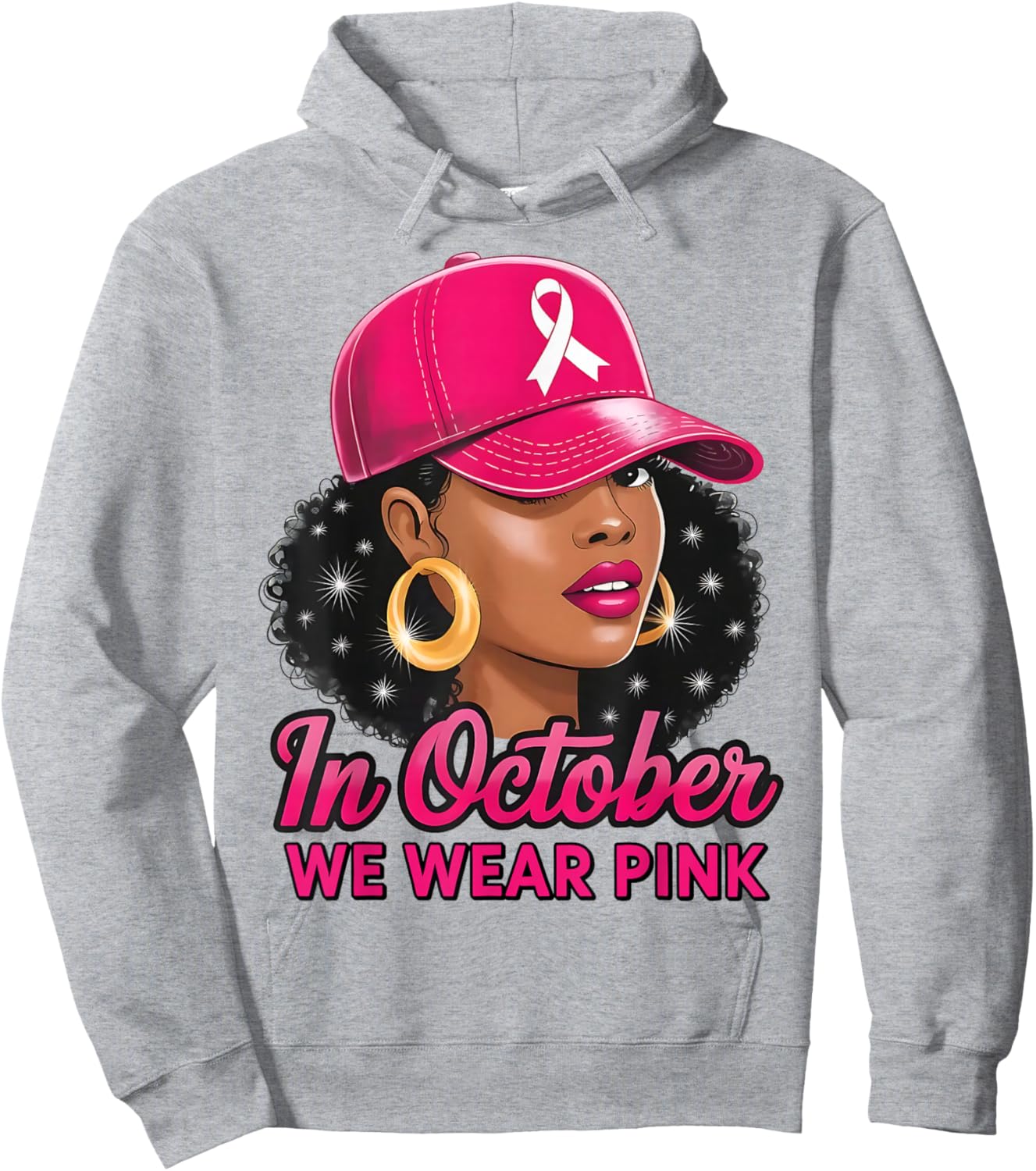 in October We Wear Pink Black Women Breast Cancer Awareness Hoodie - Hoodie | Ash