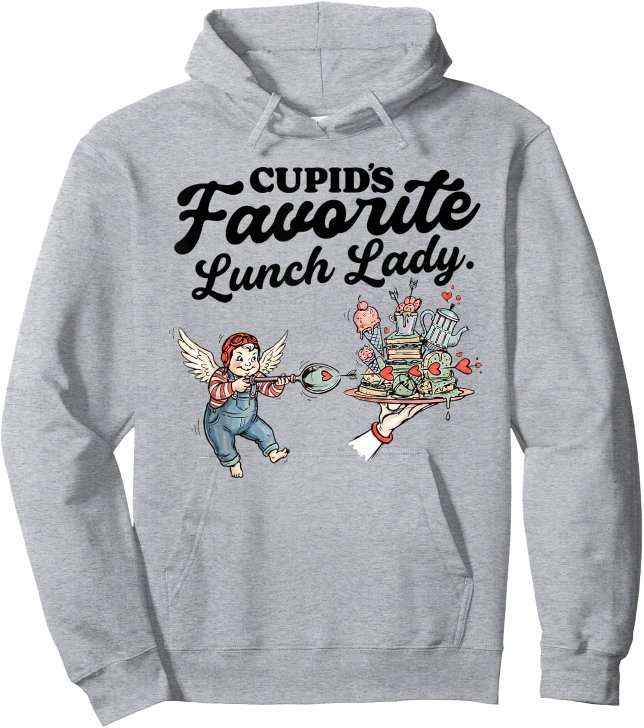 Cupids Favorite Lunch Lady Valentine Day Love Lunch Lady Hoodie - Hoodie | Ash