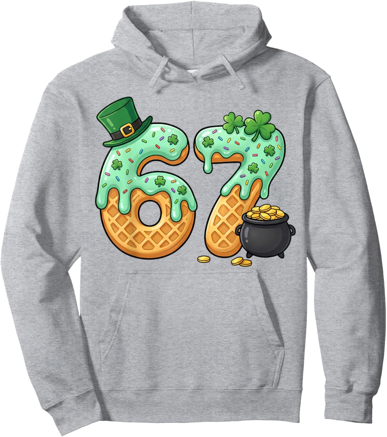 St Patrick’s Day Clover 6 7 Viral Meme Funny Hoodie - Hoodie | Ash