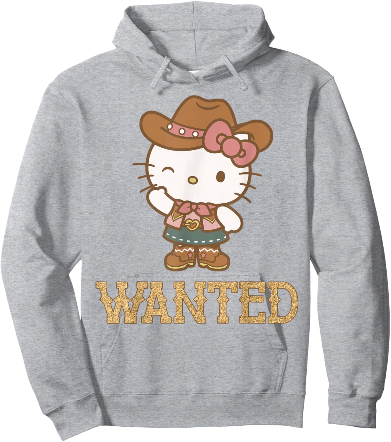 Hello Kitty Wanted Western Cute Coquette & Cowgirl Outfit Hoodie - Hoodie | Ash