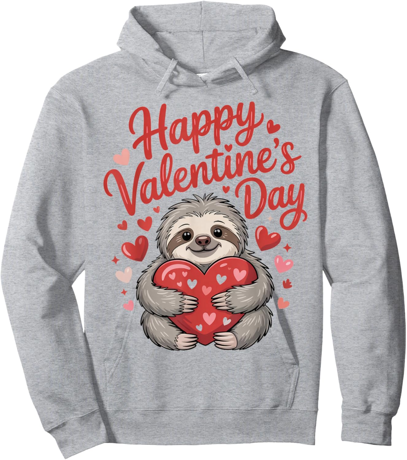 Happy Valentine’s Day Cute Sloth with Heart Hoodie - Hoodie | Ash