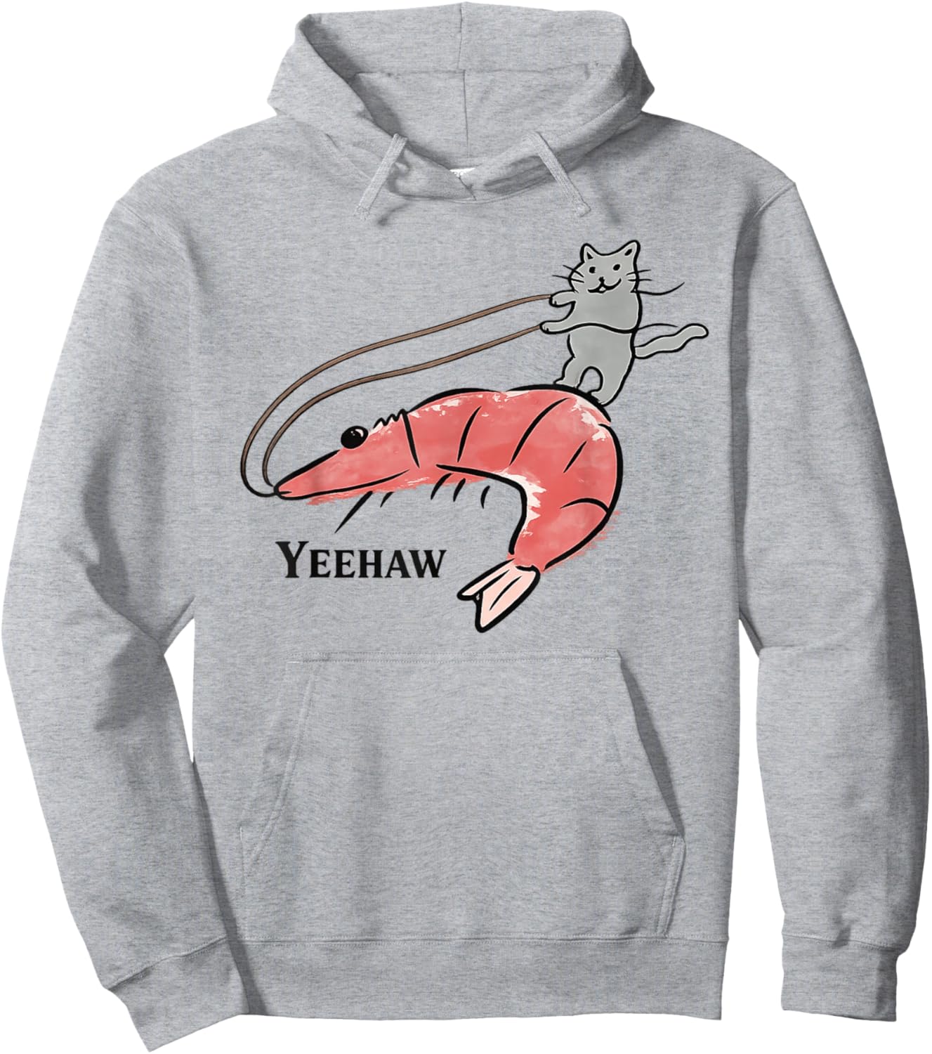 Yeehaw Cowboy Cat Western Funny Cat Riding Shrimp Meme Cute Hoodie - Hoodie | Ash