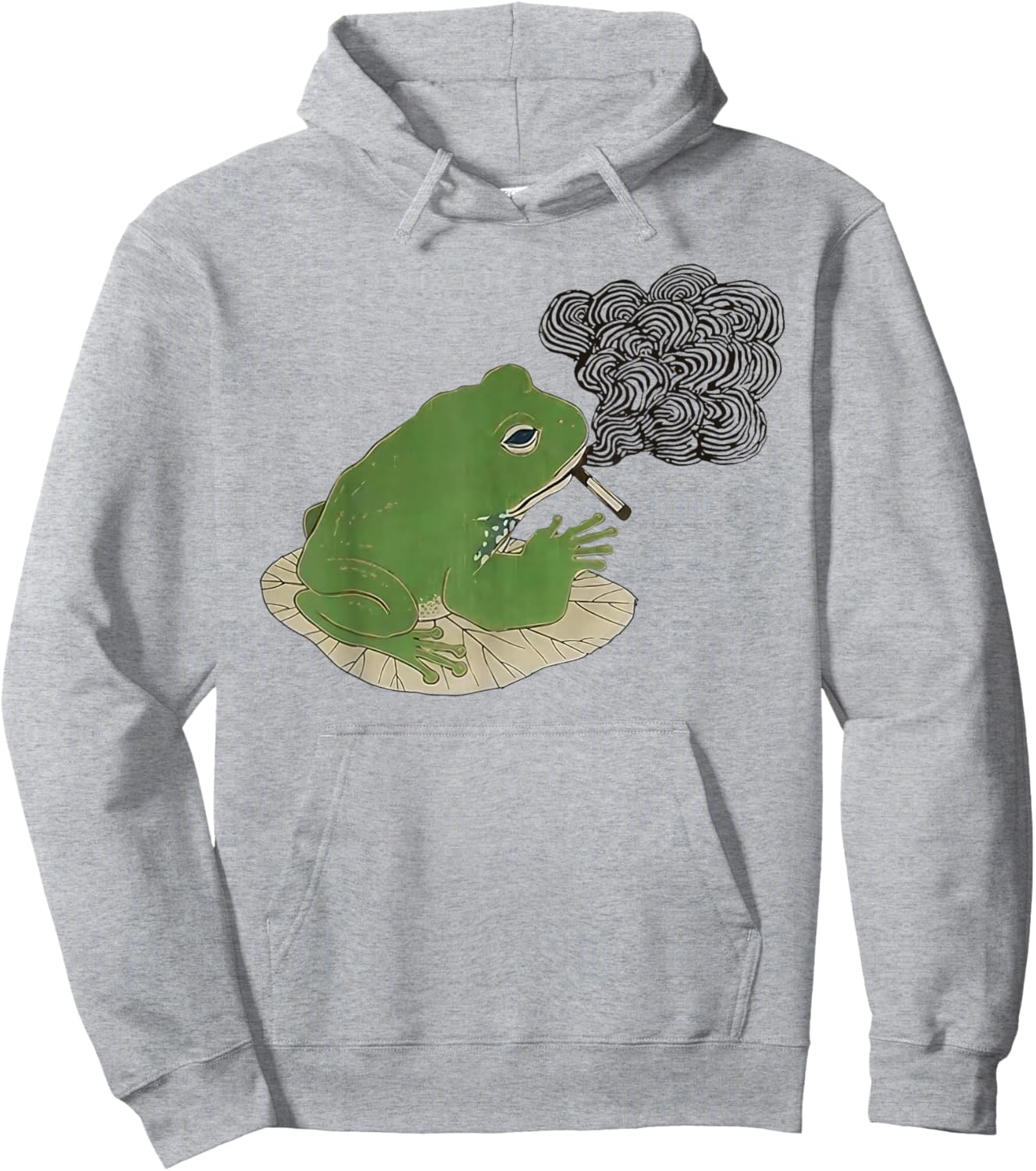 Tired Japanese Frog Funny Smoking Frog Meme Cigarette Gen Z Hoodie - Hoodie | Ash