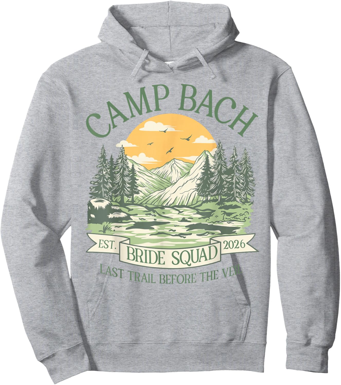 Camp Bach Est 2026 Retro Camping Bachelorette Bride Squad Hoodie - Hoodie | Ash