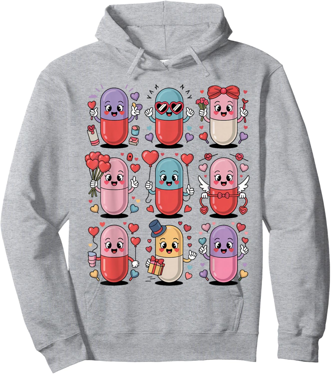 Pharmacy Valentine's Day Pills Heart Love Pharmacist Tech Hoodie - Hoodie | Ash