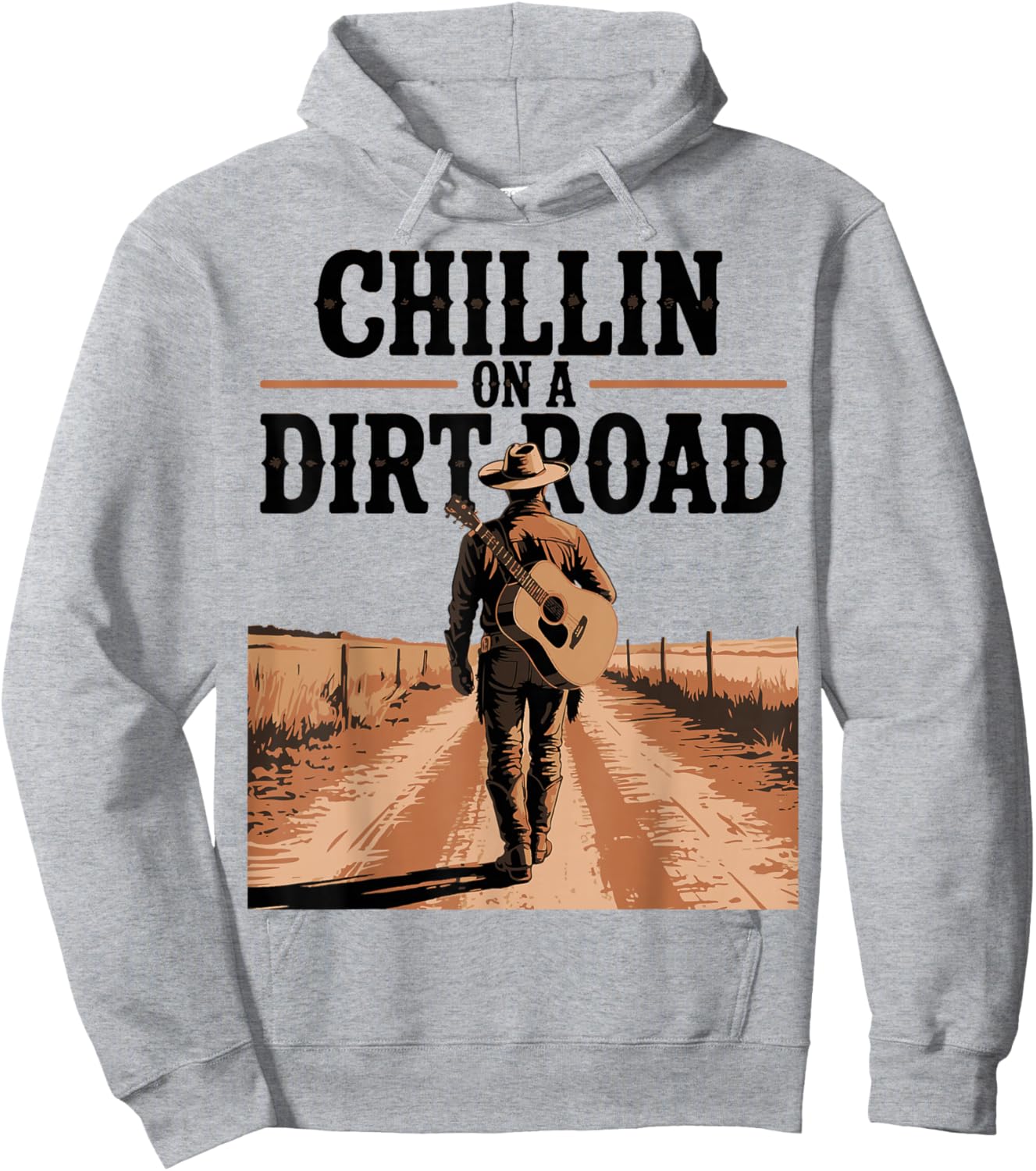 Chillin On A Dirt Road Folk Style Western Country Music Hoodie - Hoodie | Ash