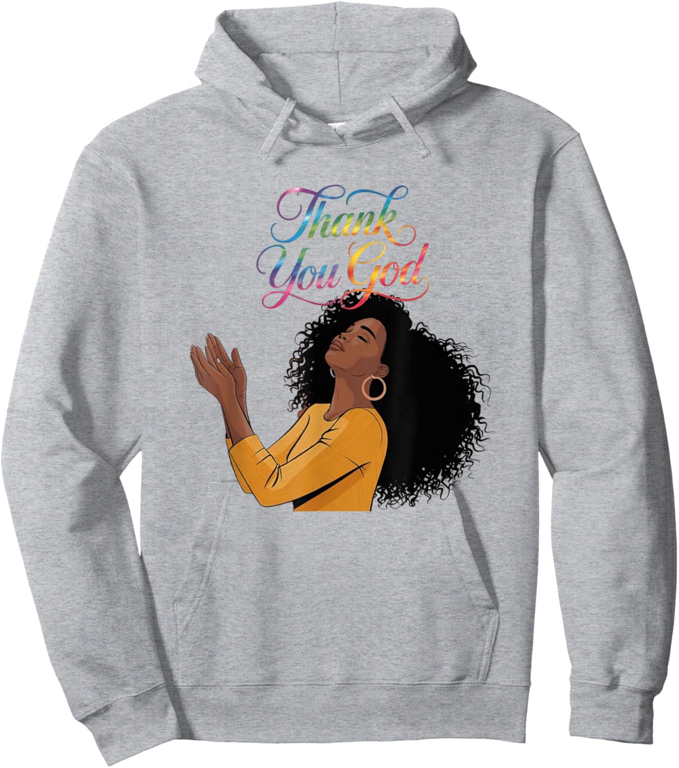 Thank You God Black Woman Prayer Faith Spiritual Design Hoodie - Hoodie | Ash