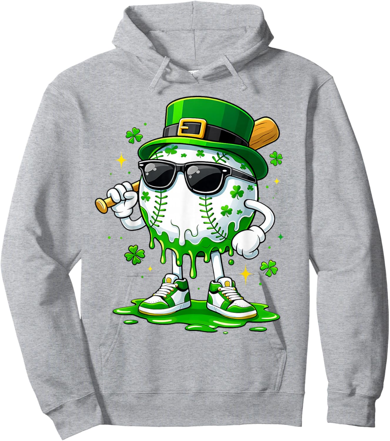Baseball Drip Ice Cream Boys Youth Kids St Patricks Day Hoodie - Hoodie | Ash