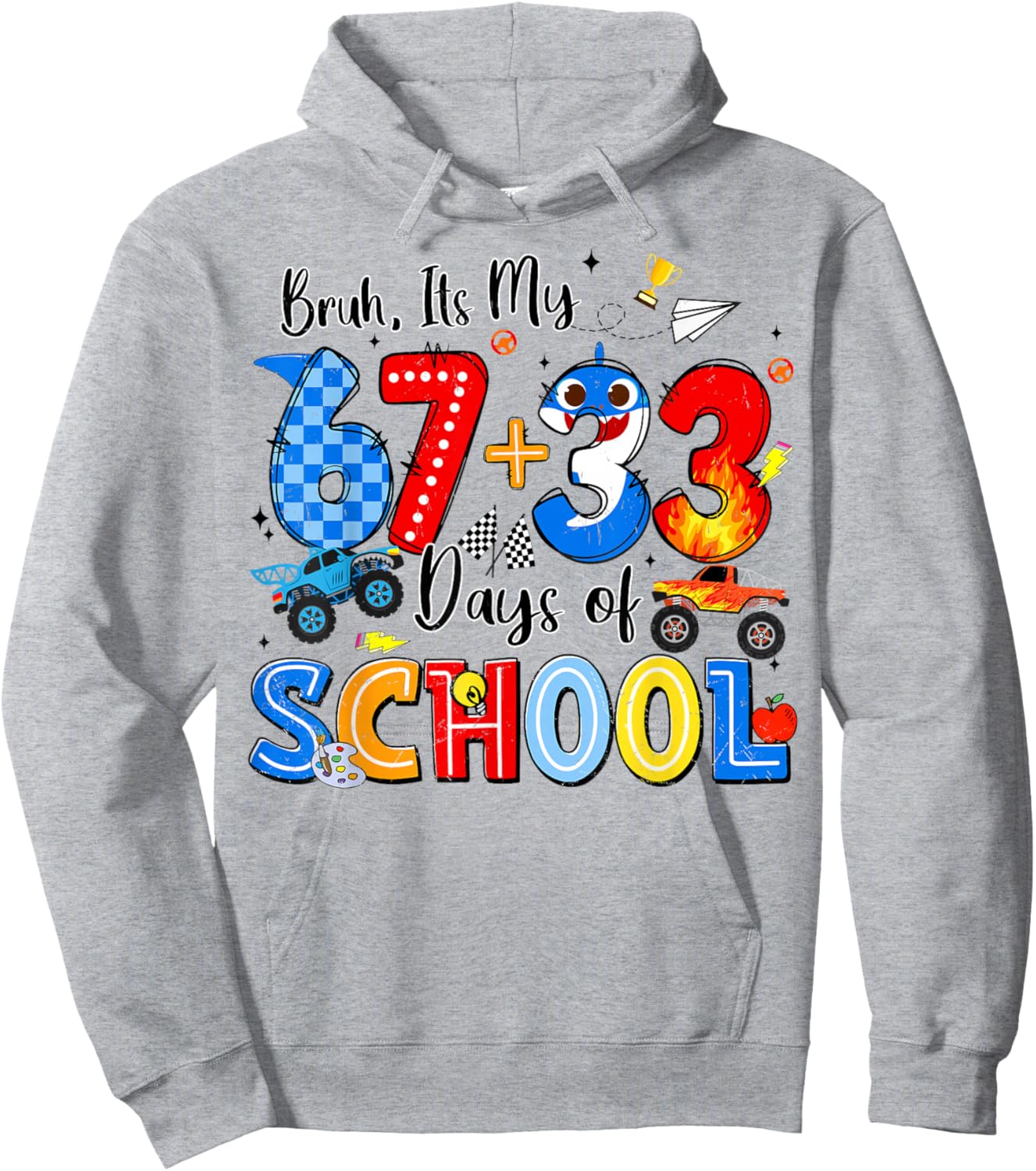 Bruh I'm My 67 33 Days of School Funny Boys Kid 100th Day Hoodie - Hoodie | Ash
