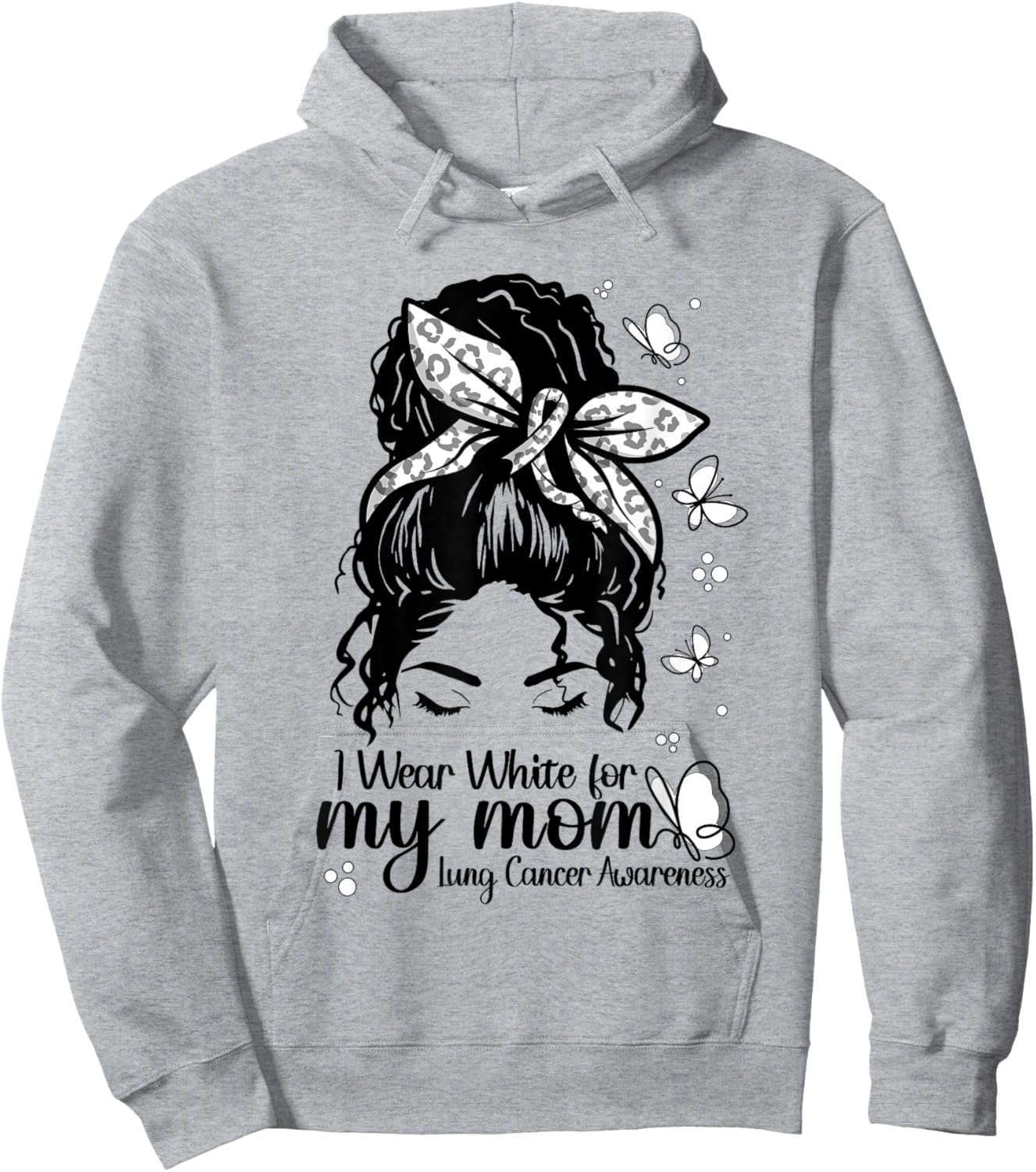 Women Wear White for Mom Support Lung Cancer Awareness Month Hoodie - Hoodie | Ash