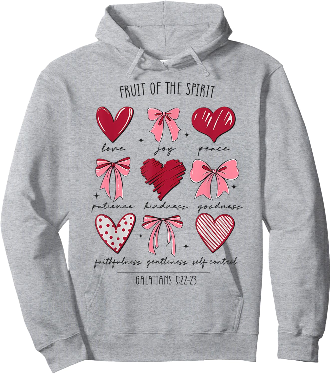 Fruit of The Spirit Christian Hearts Galatians 5:22-23 Hoodie - Hoodie | Ash