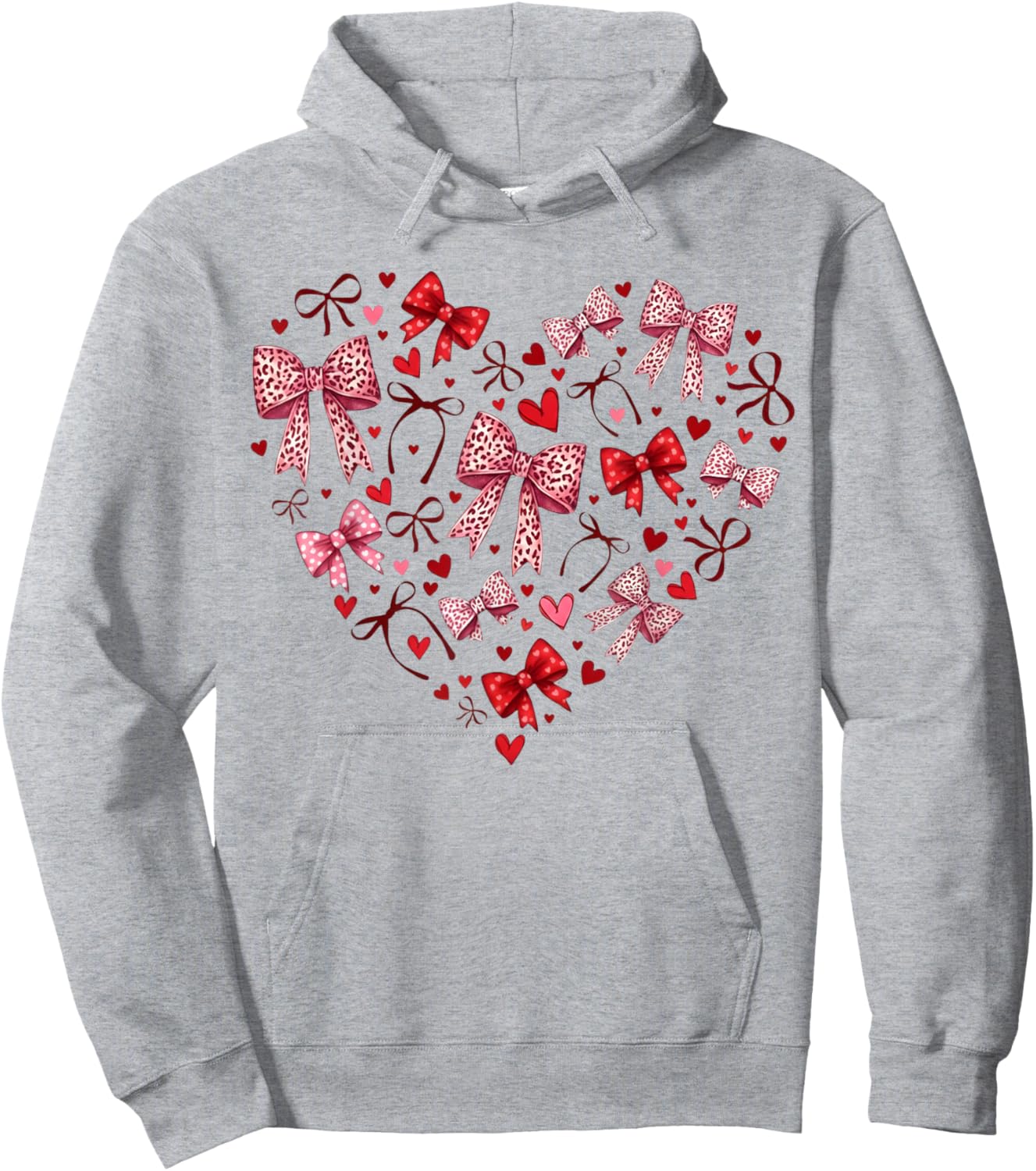 Valentines Day Hearts Leopard Coquette Bow Women Girls Boys Hoodie - Hoodie | Ash