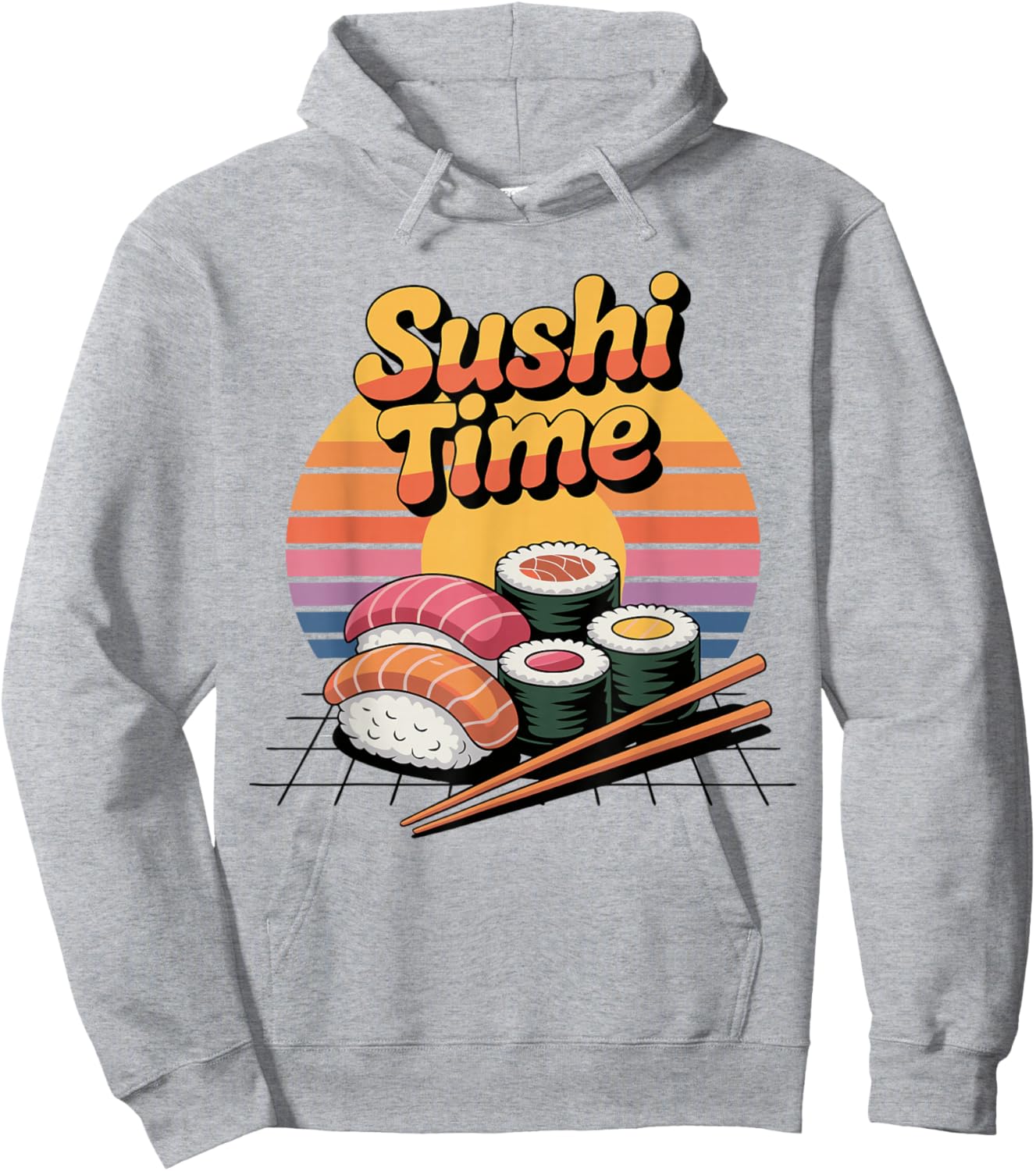Sushi Time Cool Japanese Food Retro Sushi Hoodie - Hoodie | Ash