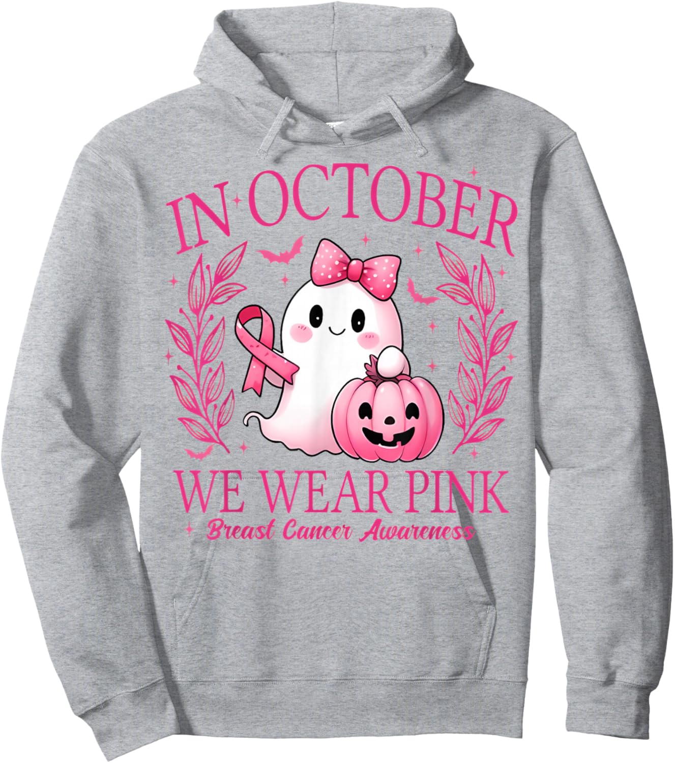 in October We Wear Pink Breast Cancer Awareness Hoodie - Hoodie | Ash