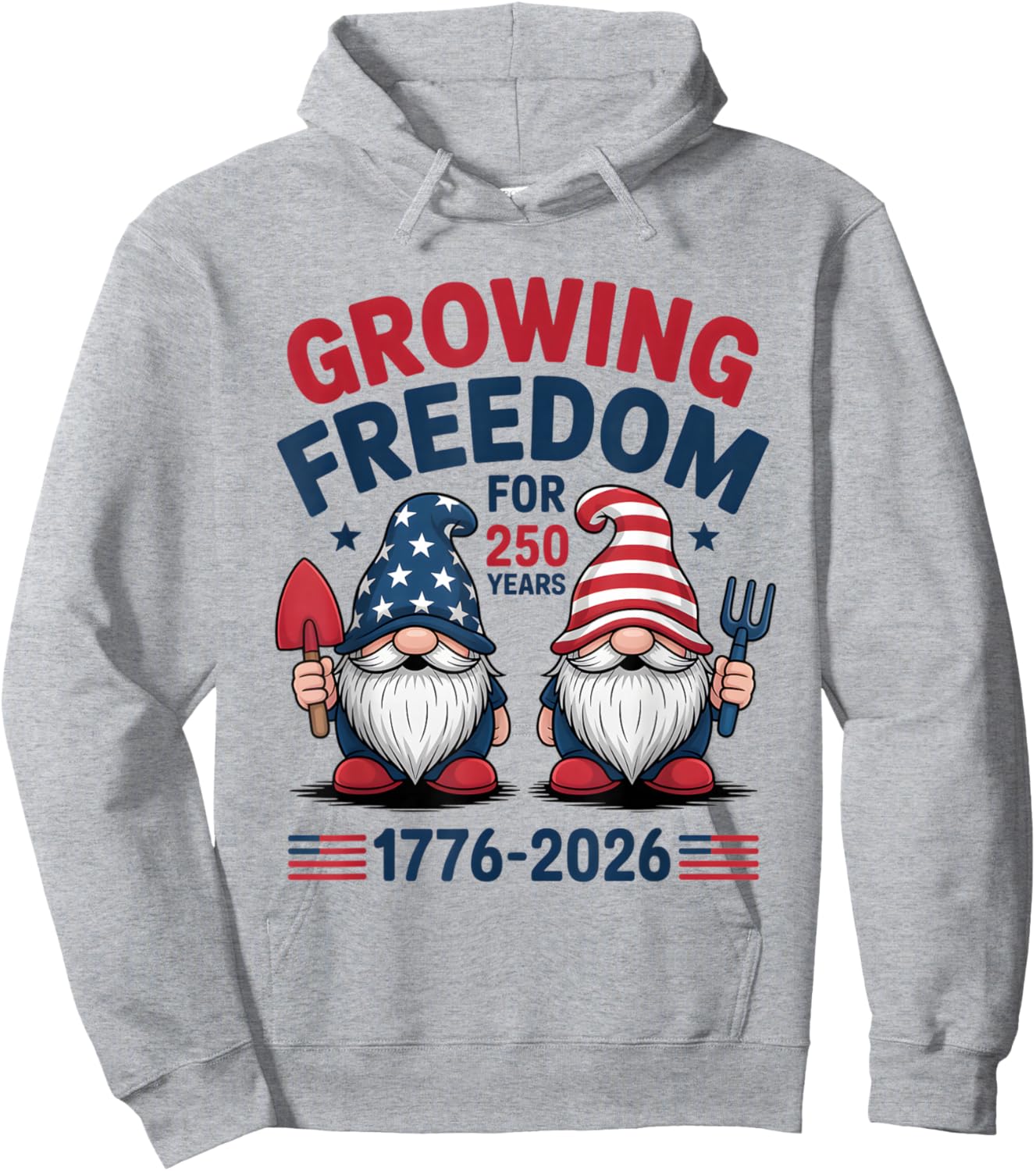 250 Years 1776-2026 250th Birthday Gardening Gnomes Hoodie - Hoodie | Ash