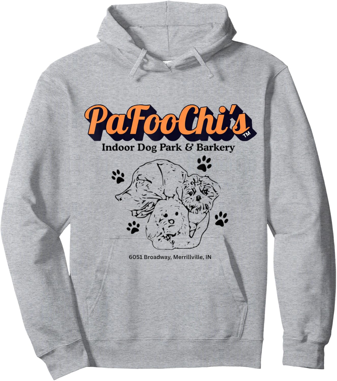 PaFooChi's Indoor Dog Park Two Sided Advertising Logo Brand Hoodie - Hoodie | Ash