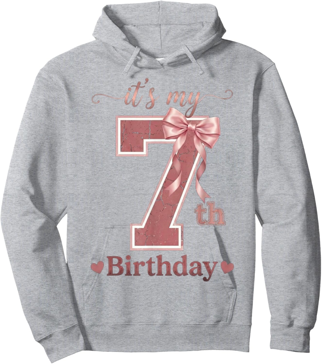 It's My 7th Birthday Girl Coquette Bow Pink 7 Year Old Hoodie - Hoodie | Ash