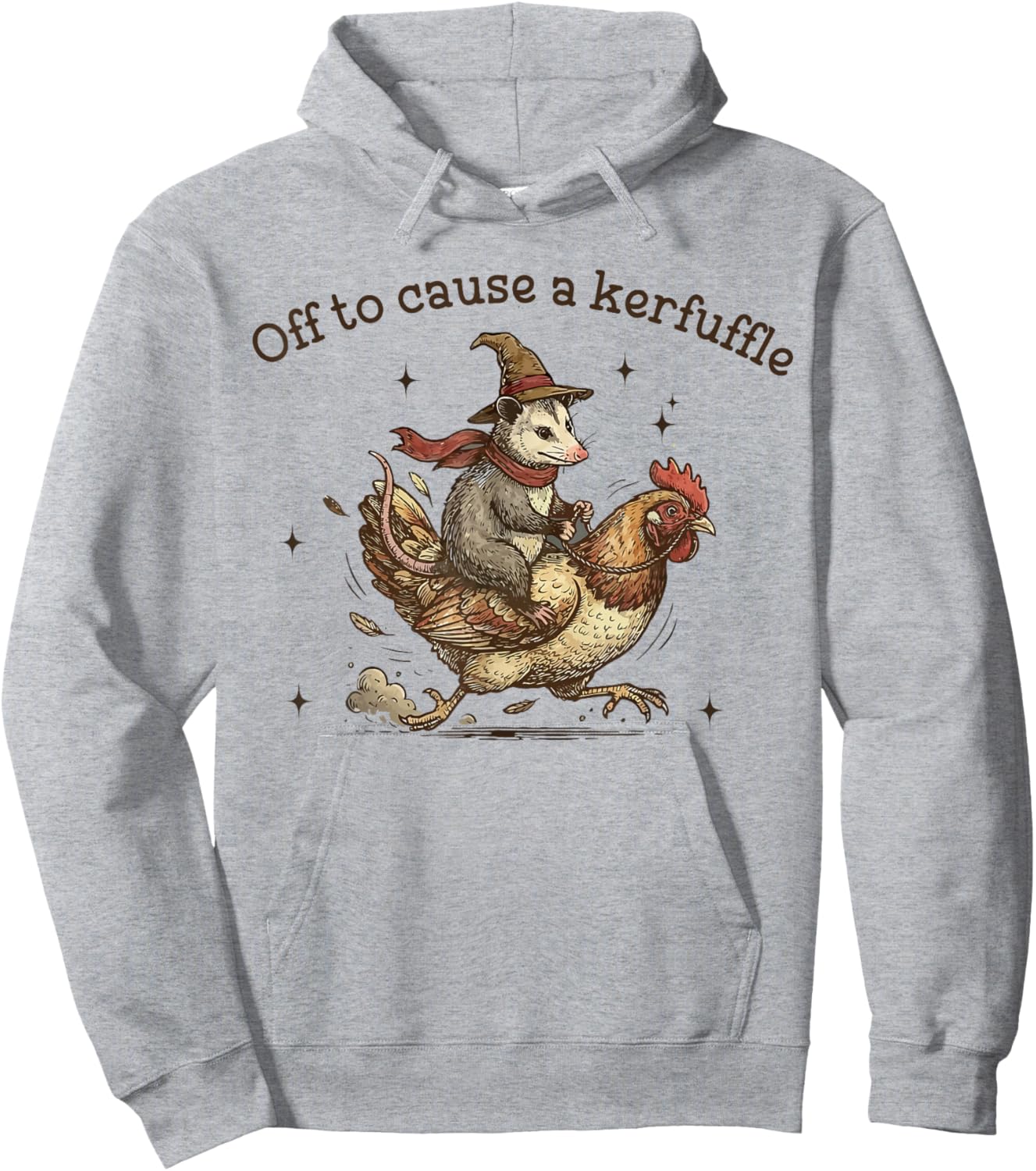 Off to Cause A Kerfuffle Funny Weird Possum with Chicken Hoodie - Hoodie | Ash