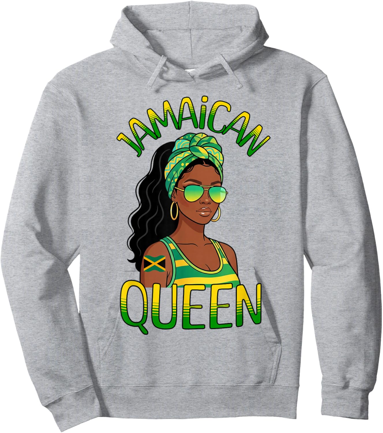Jamaican Queen Unapologetic Melanin Woman Jamaica Flag-Theme Hoodie - Hoodie | Ash