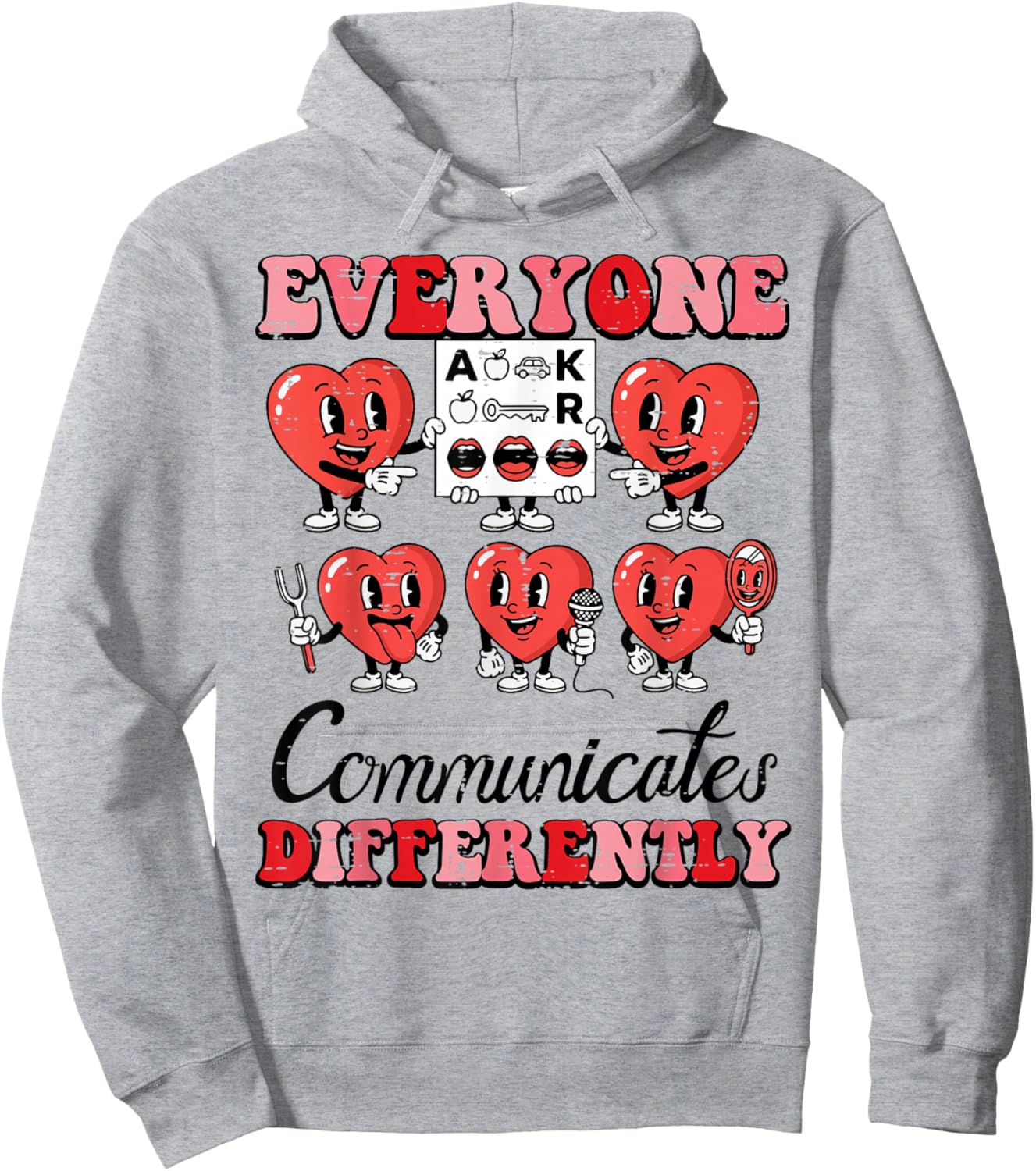 Everyone Communicates Differently Valentines Day Speech Kids Hoodie - Hoodie | Ash