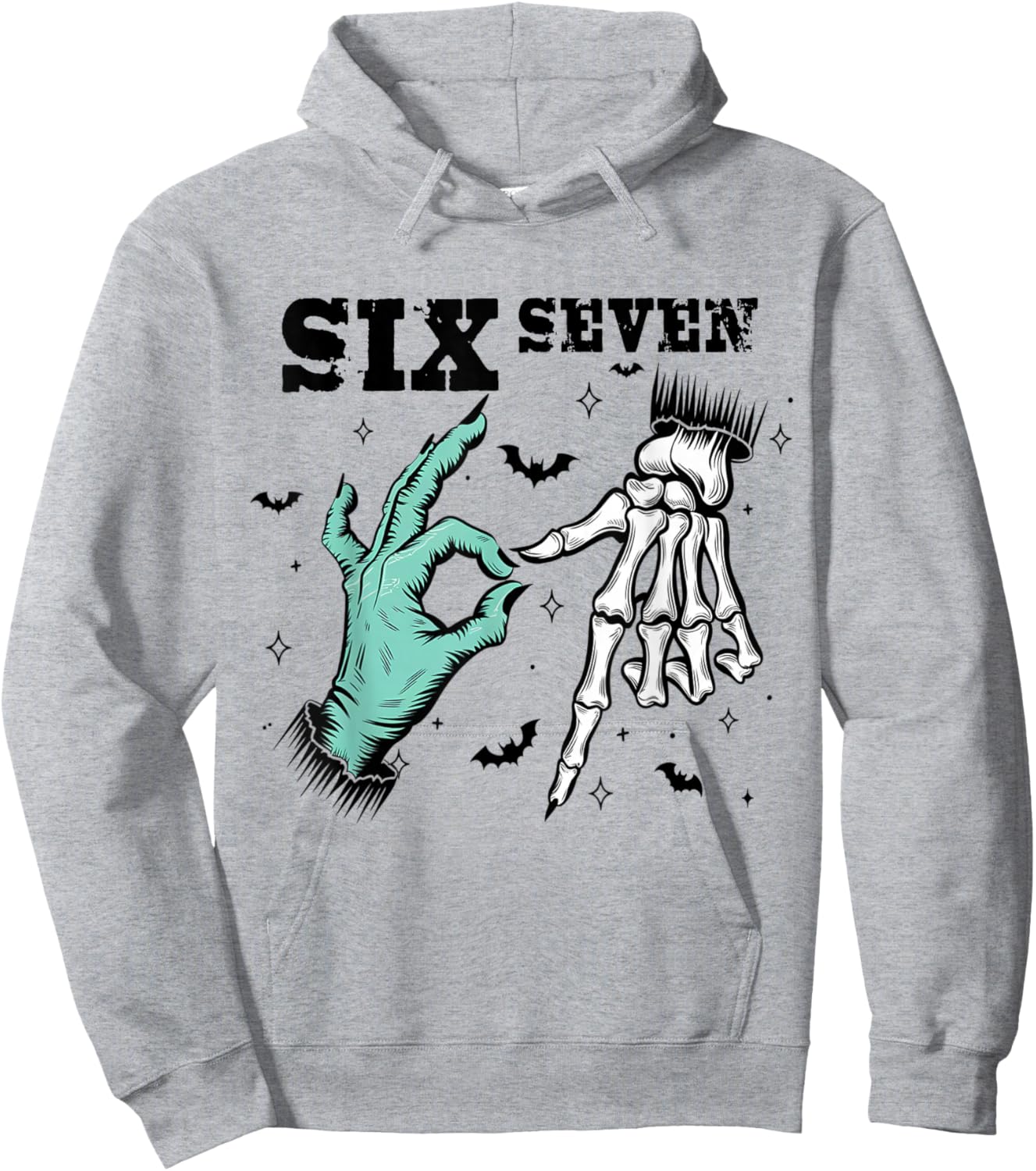 Funny 67 Meme Spooky Skeleton Six Seven Gen Alpha Slang Hoodie - Hoodie | Ash