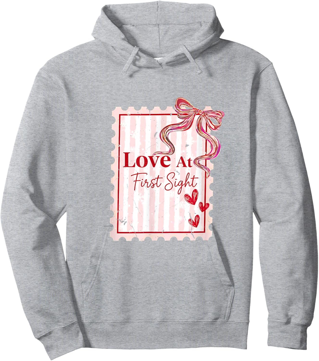 Love at First Sight Cute Valentines Days Stamp Hoodie - Hoodie | Ash