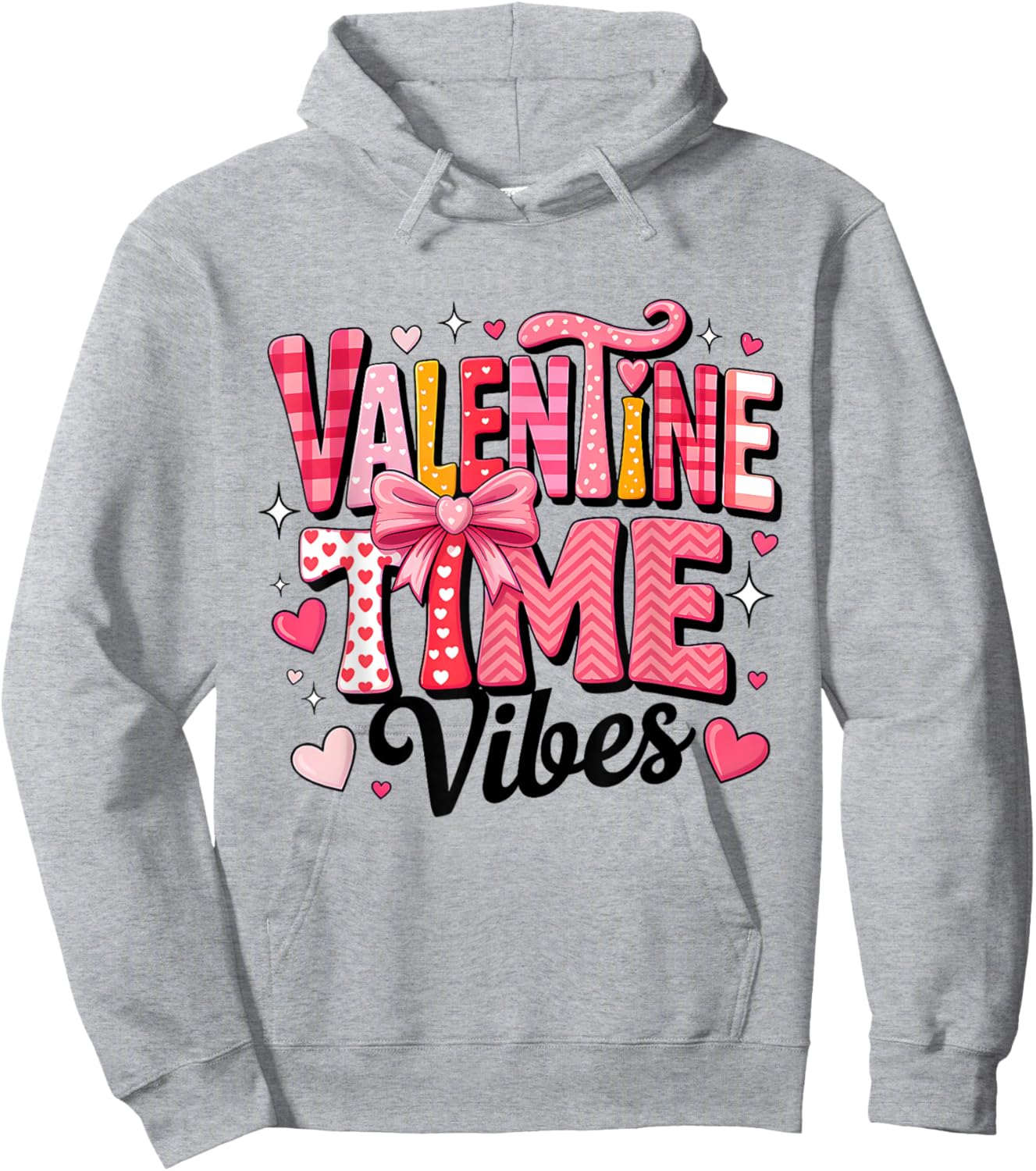 Valentine Vibes Happy Valentine Pink Bow Girl Kids Hoodie - Hoodie | Ash
