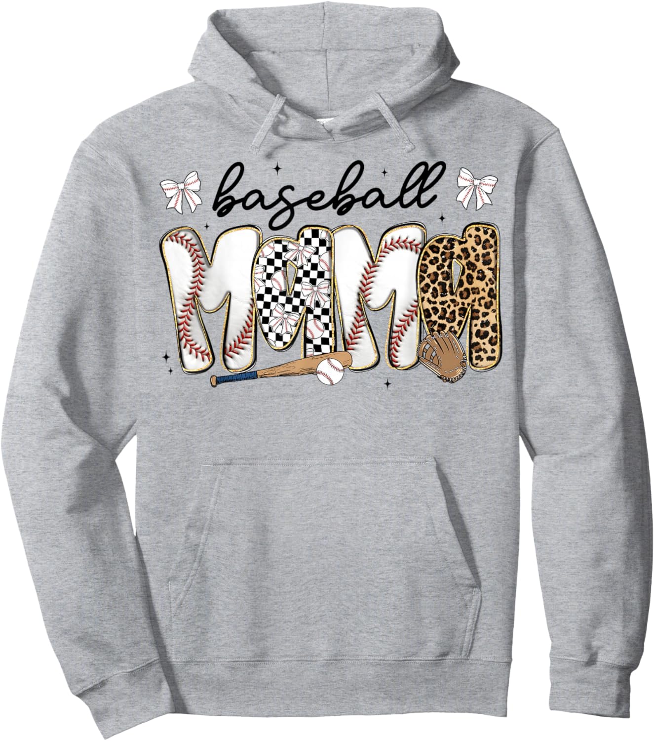 Preppy Baseball Mama Coquette Bow Game Day Mom Mother Hoodie - Hoodie | Ash