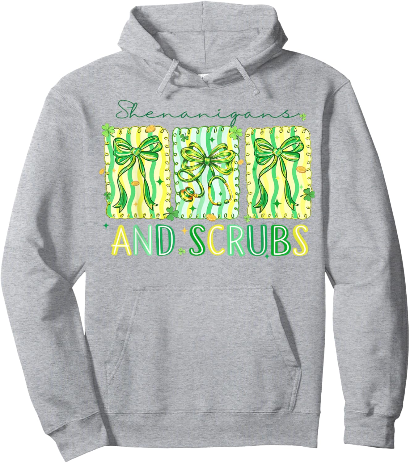 Shenanigans Scrubs Nurse Coquette Stethoscope Bow Hoodie - Hoodie | Ash