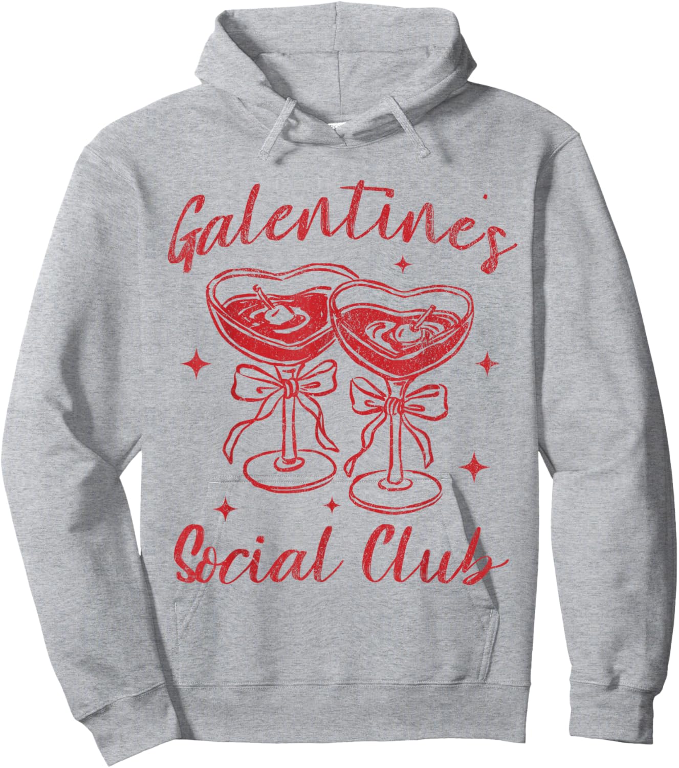 Valentines Day Galentine's Social Club Cherries Coquette Bow Hoodie - Hoodie | Ash