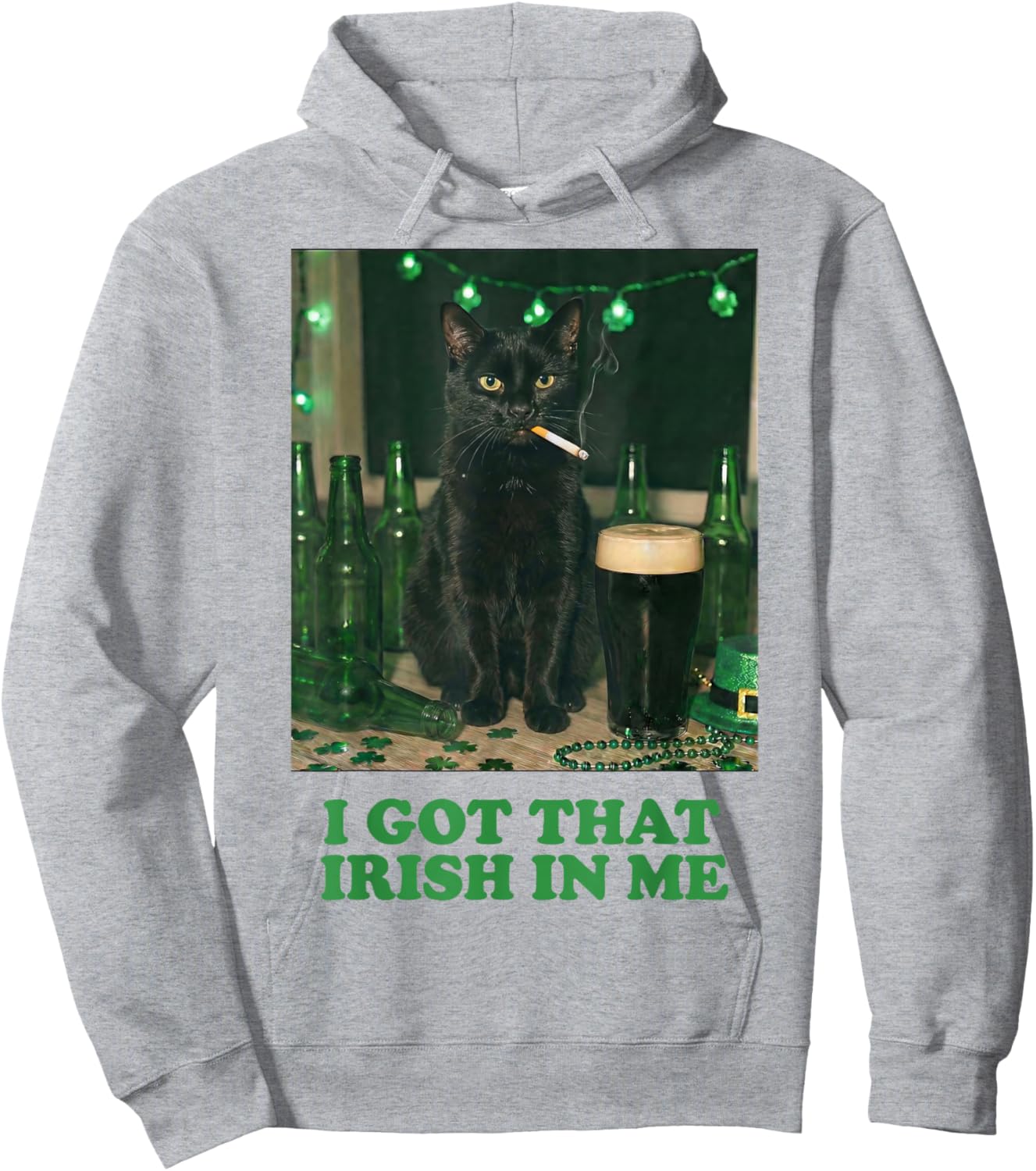 I've got That Irish in Me Smoking Black Cat St Patricks Day Hoodie - Hoodie | Ash