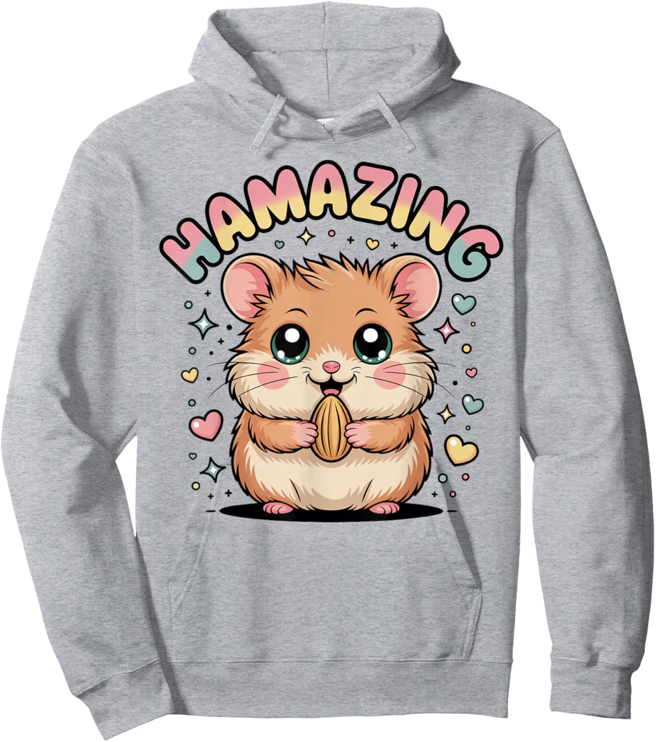 Hamazing Cute Hamster Kawaii Pastel Hearts Stars Hamster Hoodie - Hoodie | Ash