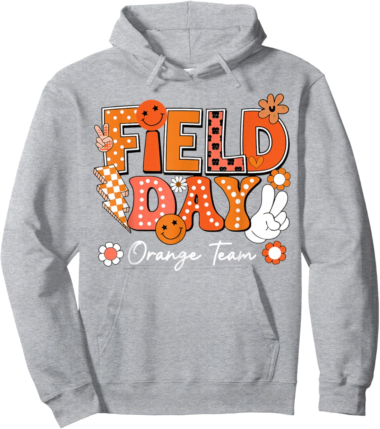 Field Day Orange Team Funny for Teacher Kids Field Day Games Hoodie - Hoodie | Ash