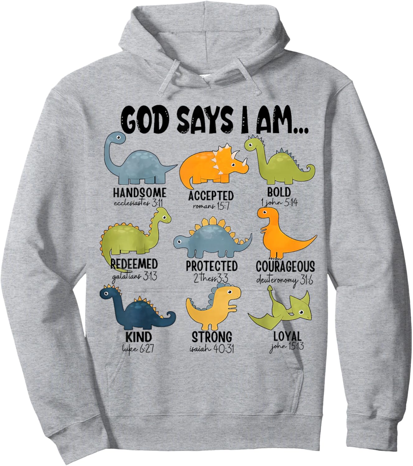 God Says I Am Outer Space Dinosaur Bible Christian Kids Boys Hoodie - Hoodie | Ash