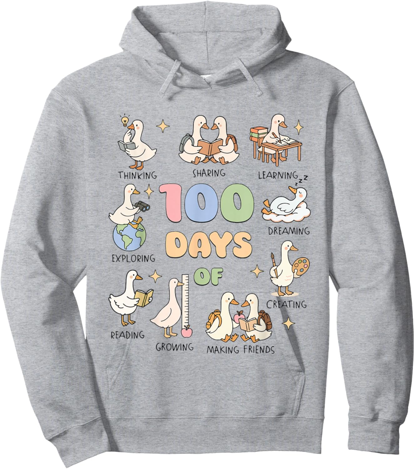 100 Days of School Goose Teacher Classroom 100 Days Smarter Hoodie - Hoodie | Ash