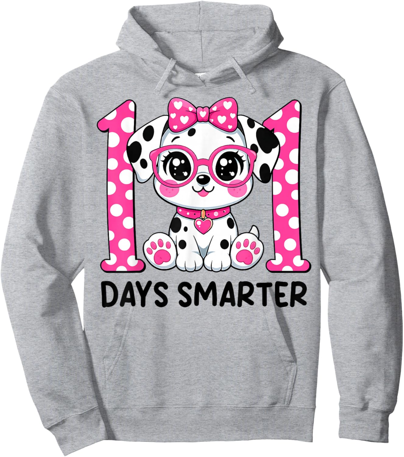 100 Days Smarter Cute Dalmatian Dog 100th Day of School Kids Hoodie - Hoodie | Ash