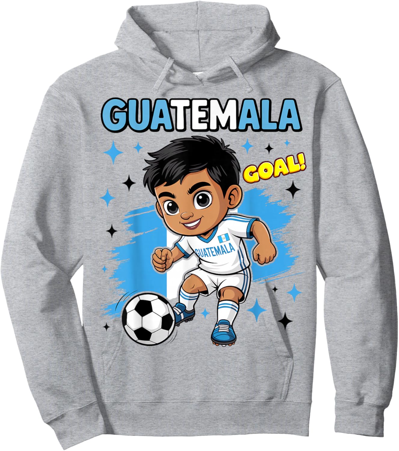 Guatemala Kid Goal Cartoon Guatemalan Flag for Kids Hoodie - Hoodie | Ash