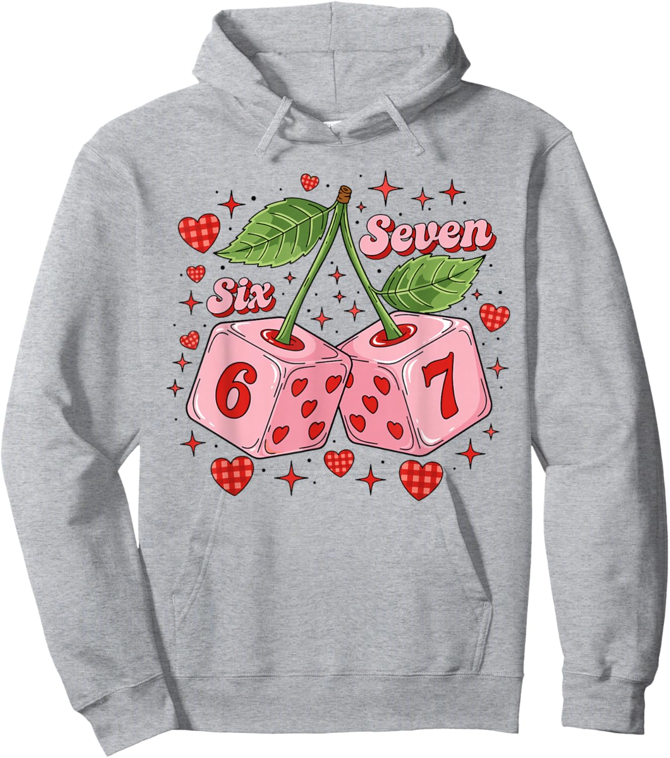 Preppy 67 Valentine Six Seven Dice Cherry 6 7 Men Women Kids Hoodie - Hoodie | Ash