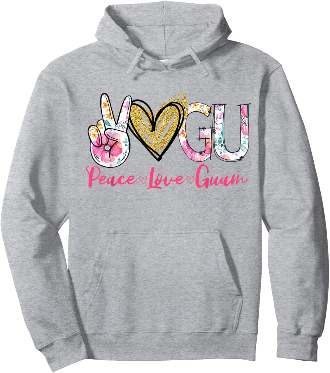 Peace Love Guam Floral Vintage Guam Pride State Hoodie - Hoodie | Ash